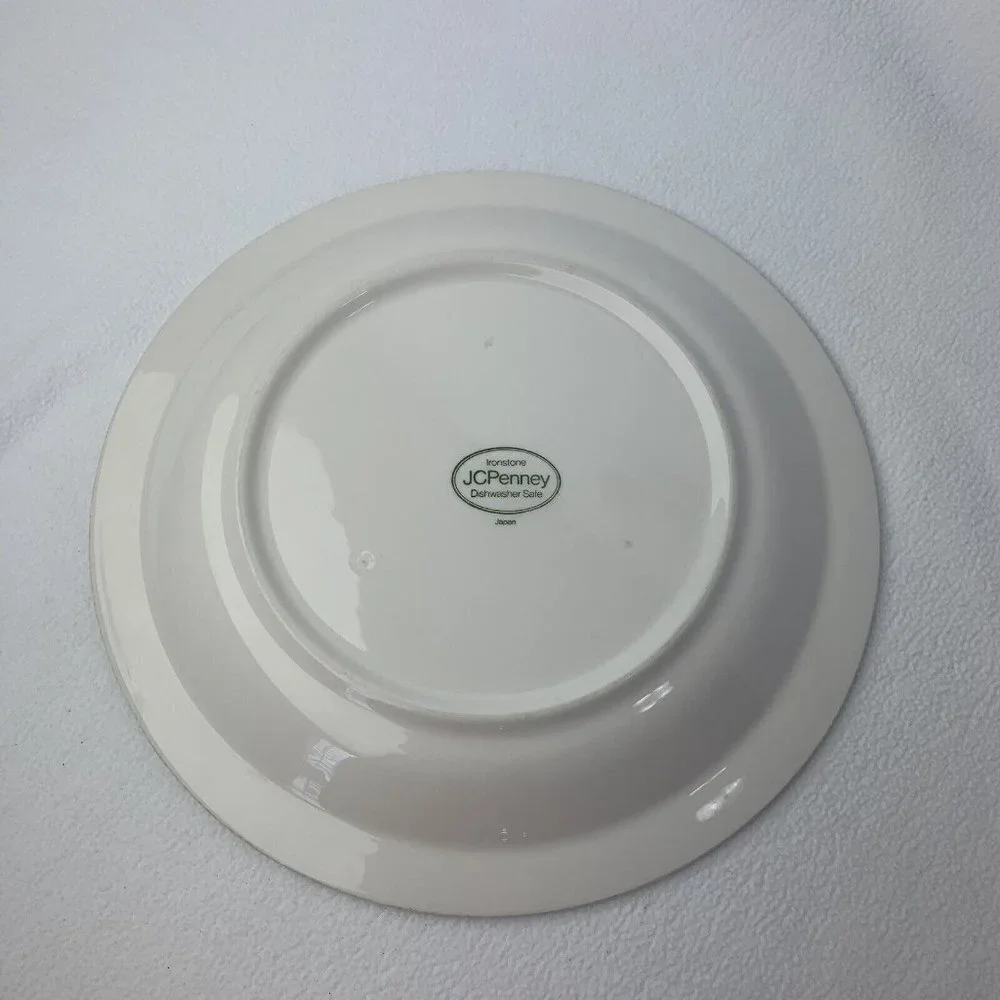 JCPenney Ironstone Dinner Plate Floral Yellow Orange Green MCM 12” Japan